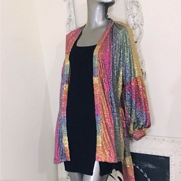 Farm Rio Rainbow Sequin Kimono NWOT - Picture 11 of 16
